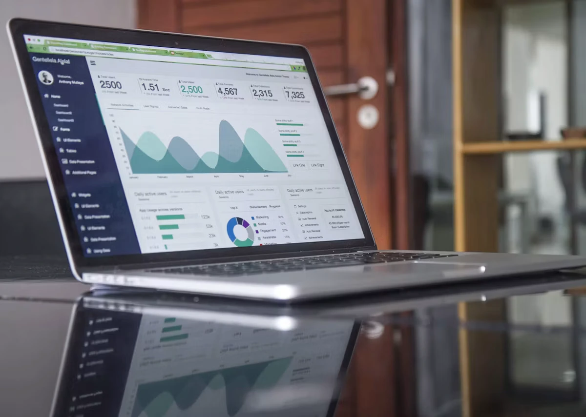 Marketing analytics dashboards on a laptop